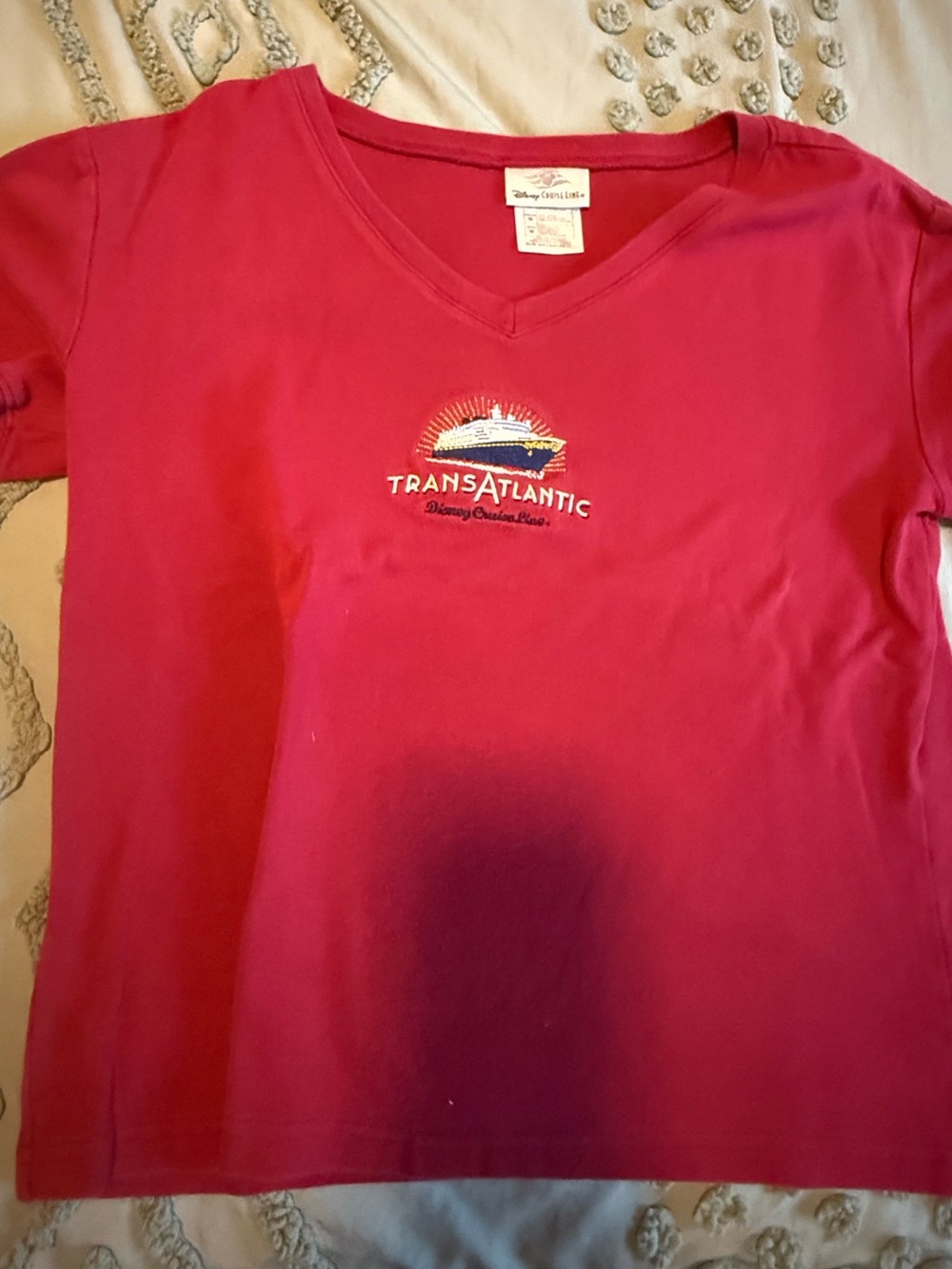 Disney Cruise Line Transatlantic V-neck Ladies T-shirt Medium
